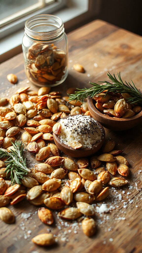 savory parmesan rosemary pumpkin seeds