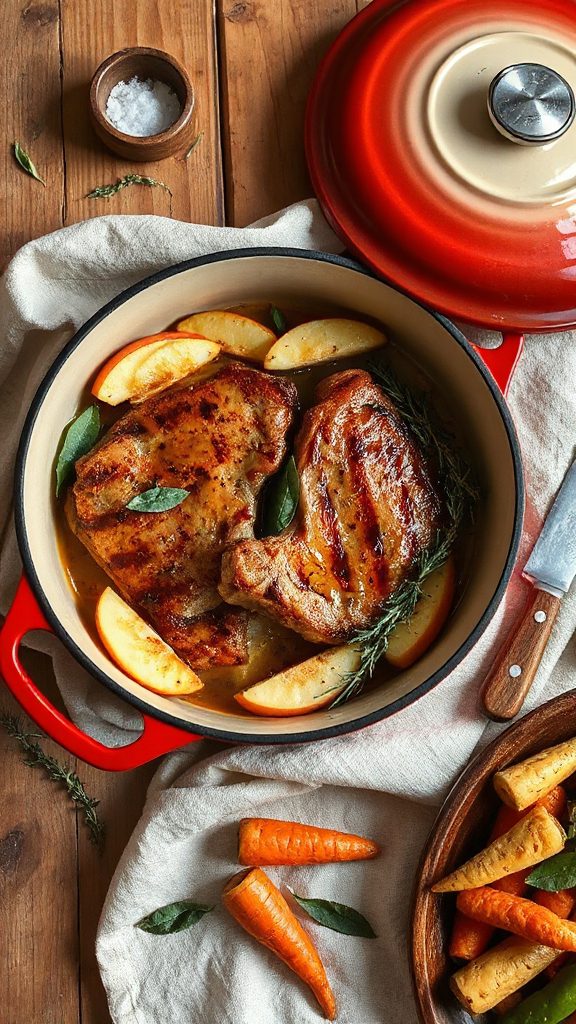 savory pork chops with apples