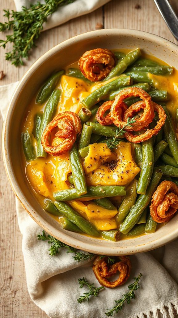savory pumpkin green bean bake