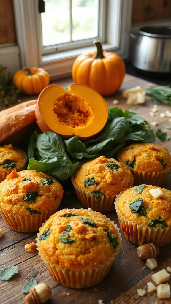 savory spinach cheddar muffins
