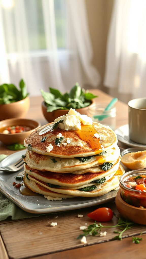 savory spinach cheese pancakes