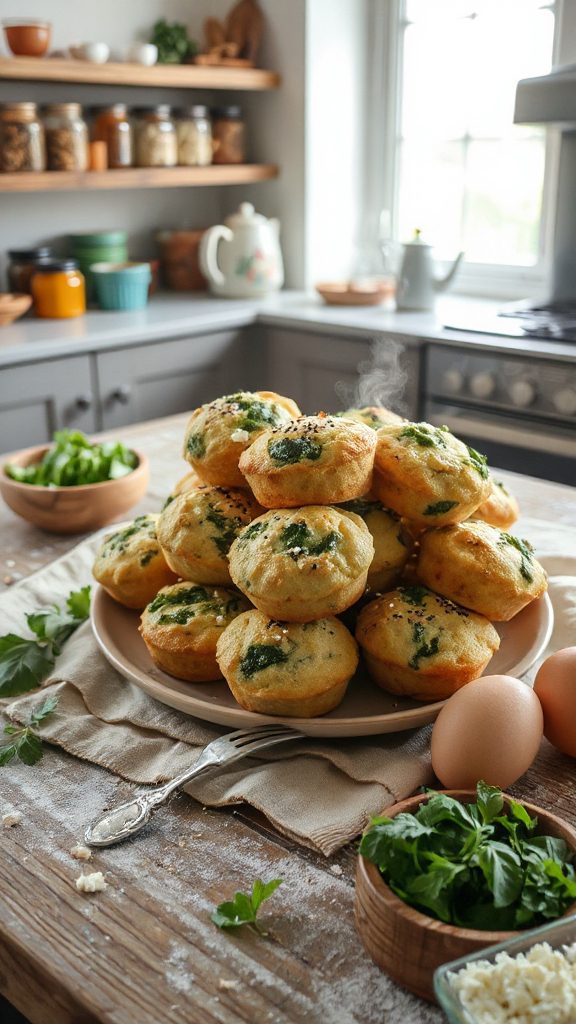 savory spinach feta muffins