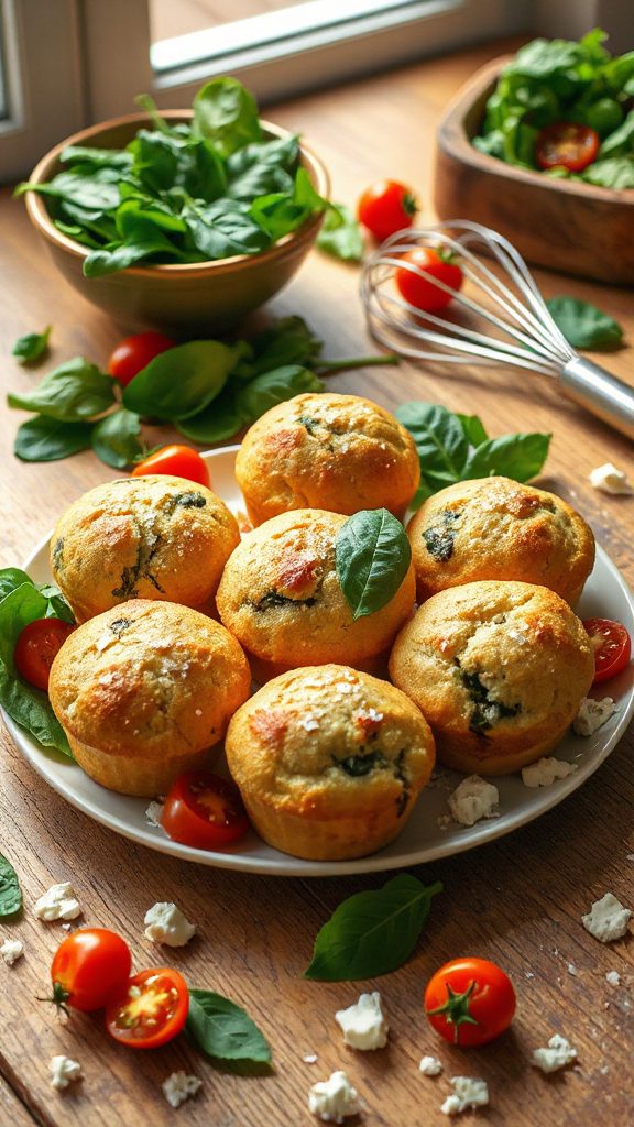 savory spinach feta muffins