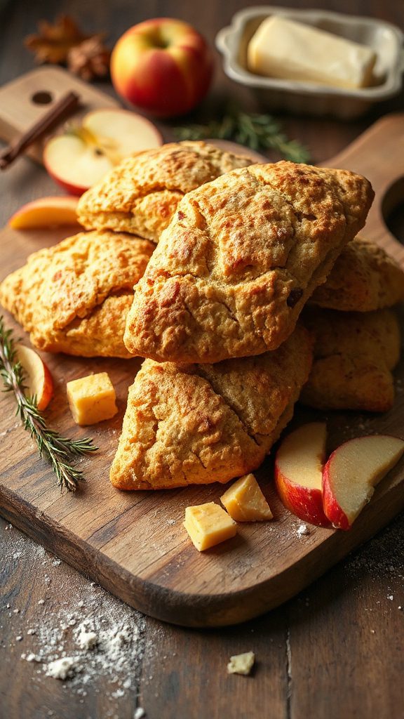 savory sweet cheddar apple scones