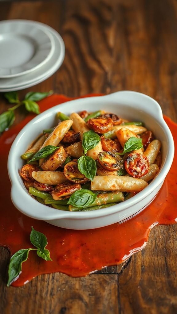 savory tomato basil green beans