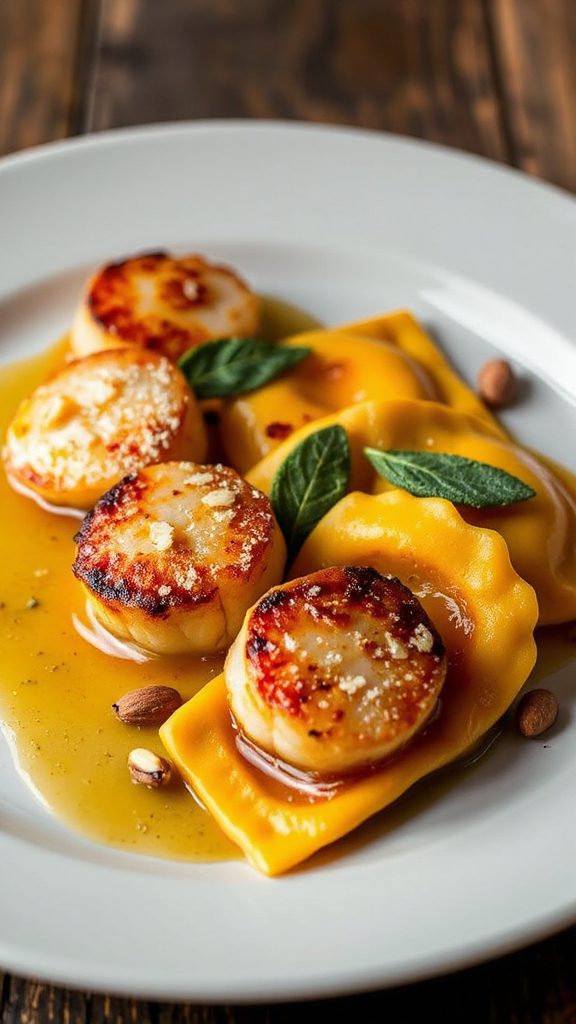 scallops paired with ravioli