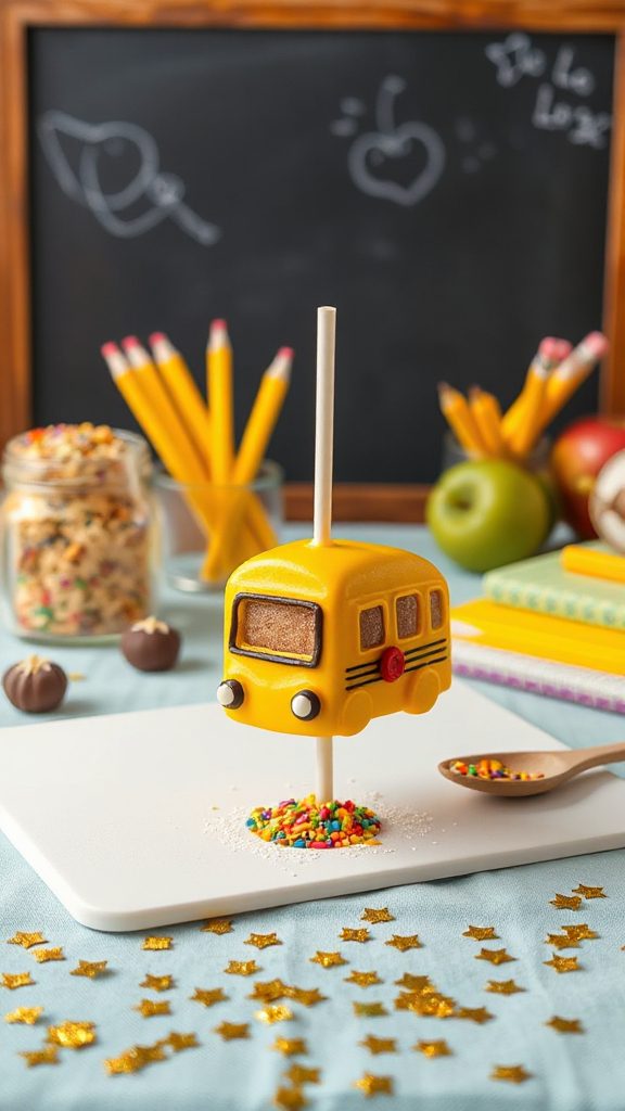 school bus cake pops