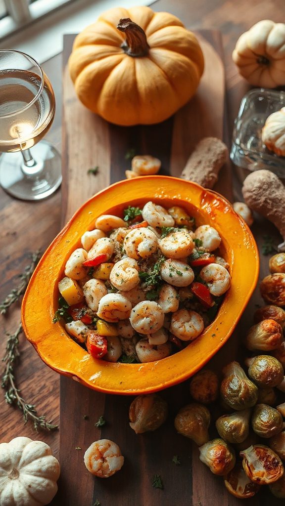 seafood stuffed acorn squash