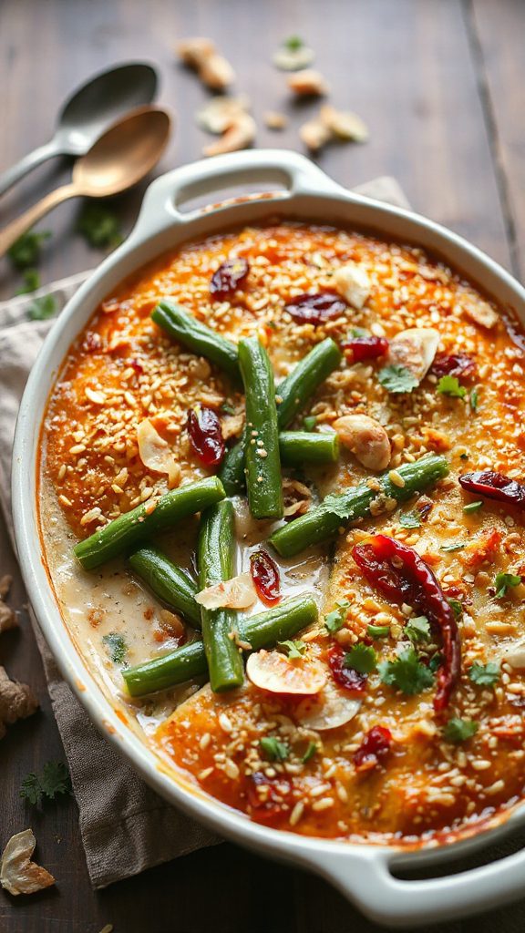 sesame garlic green bean casserole