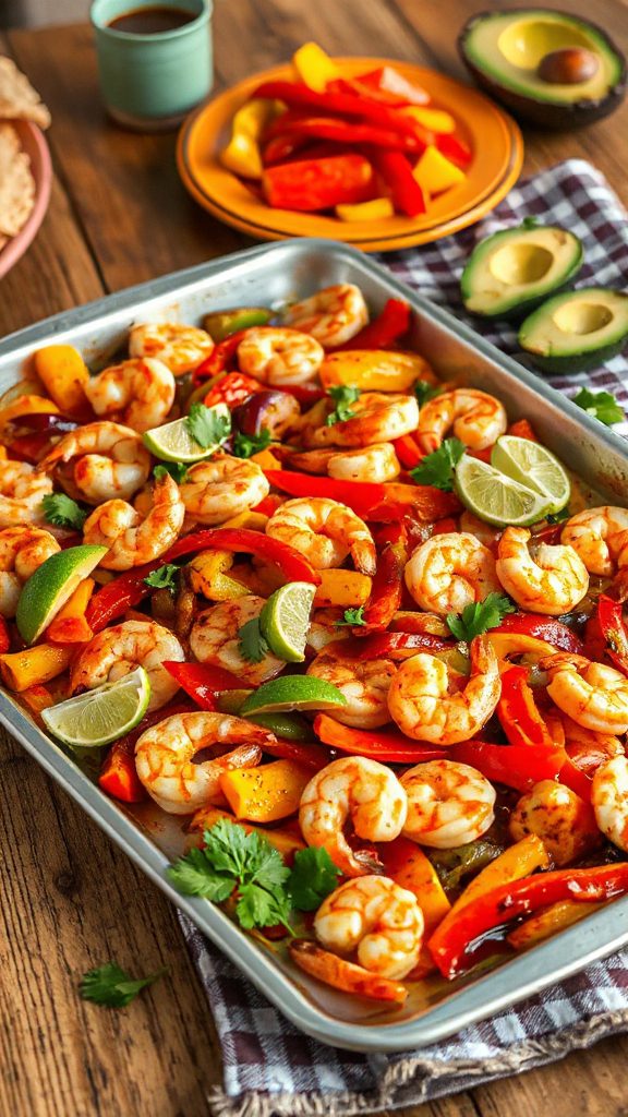 sheet pan shrimp fajitas