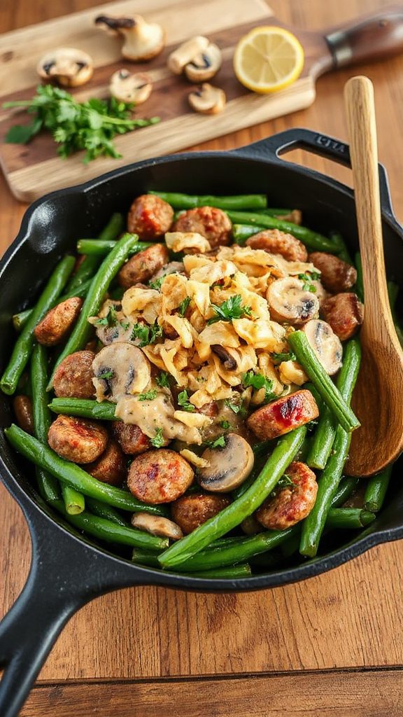 skillet sausage green bean casserole