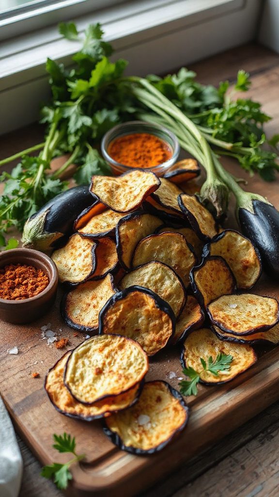 smoky baked eggplant crisps