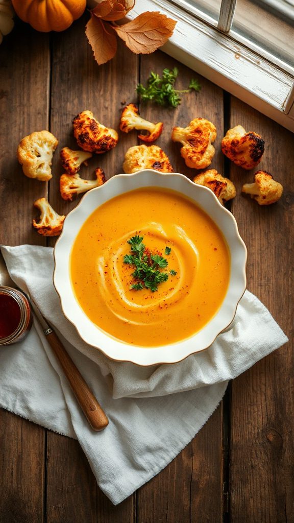 smoky roasted cauliflower soup