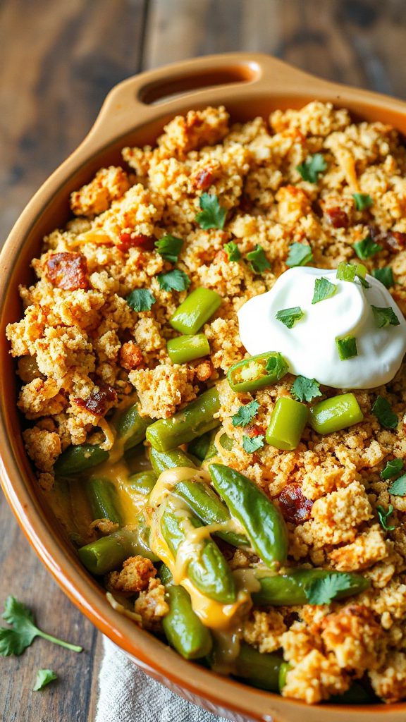 smoky spicy green bean casserole