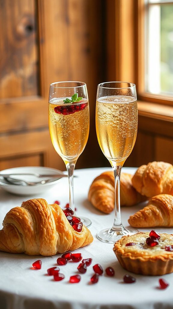 sparkling pomegranate cider mimosas