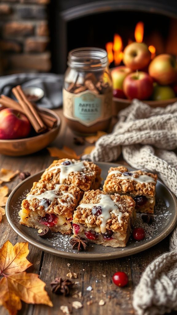 spiced apple cranberry crumble bars