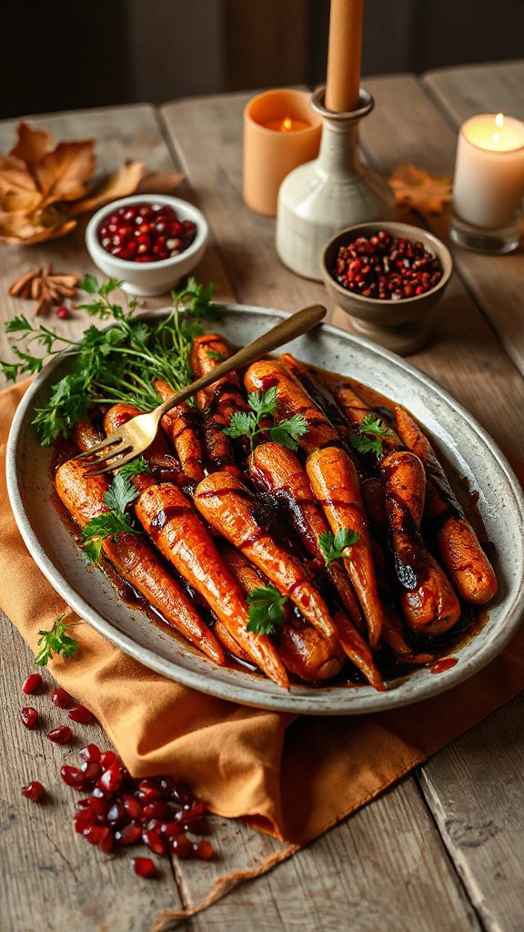 spiced carrots with pomegranate drizzle