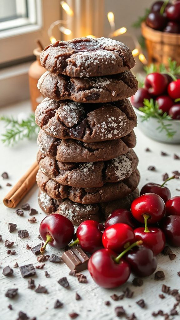 spiced cherry chocolate cookies
