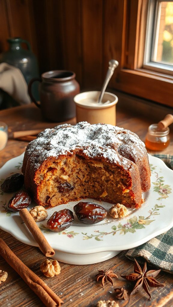 spiced date walnut cake