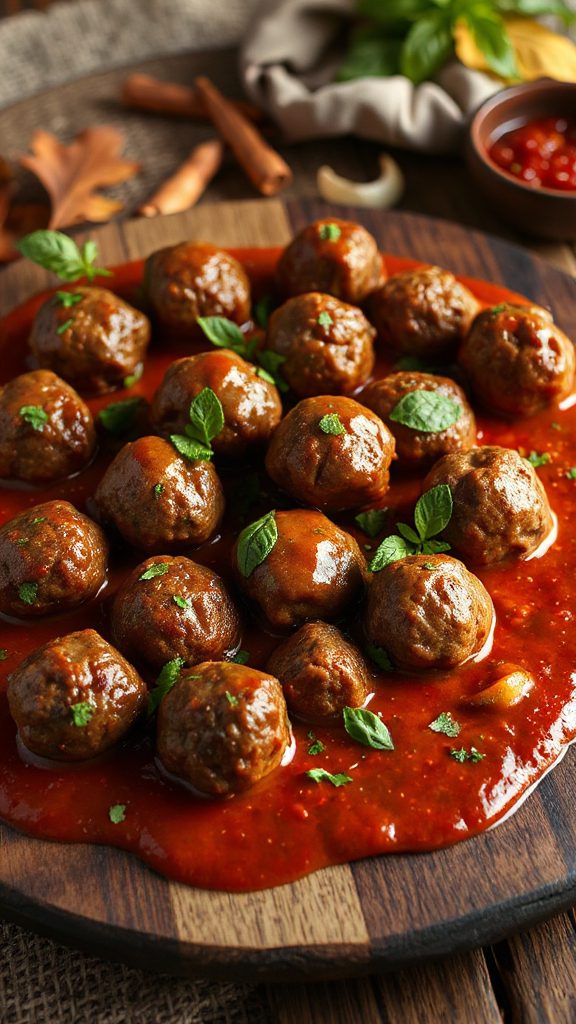spiced meatballs in sauce
