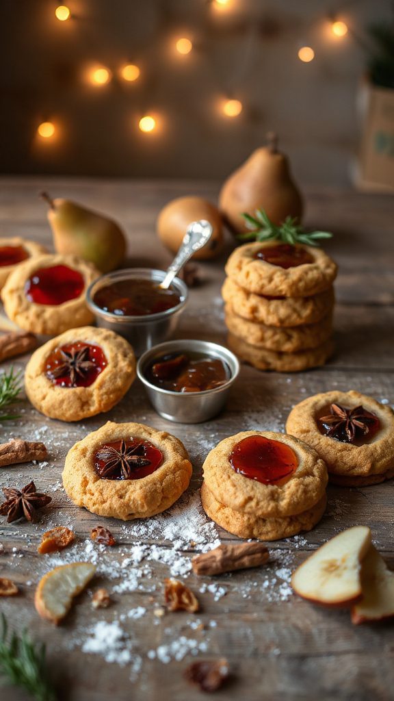 spiced pear ginger jam cookies