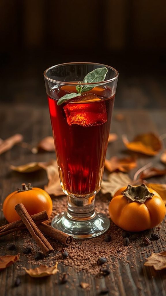 spiced persimmon rum cocktail