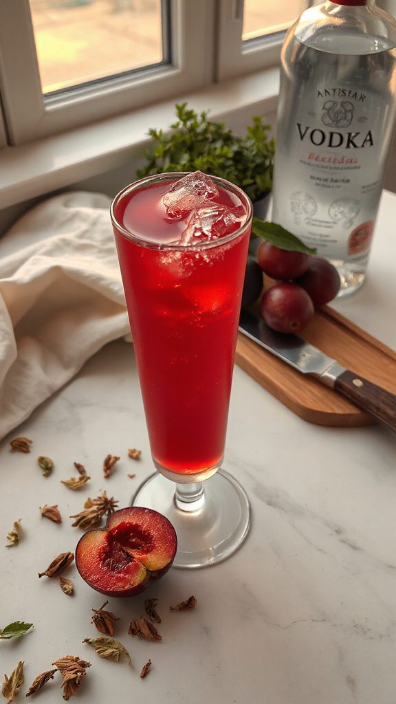 spiced plum vodka fizz spiced plum vodka fizz