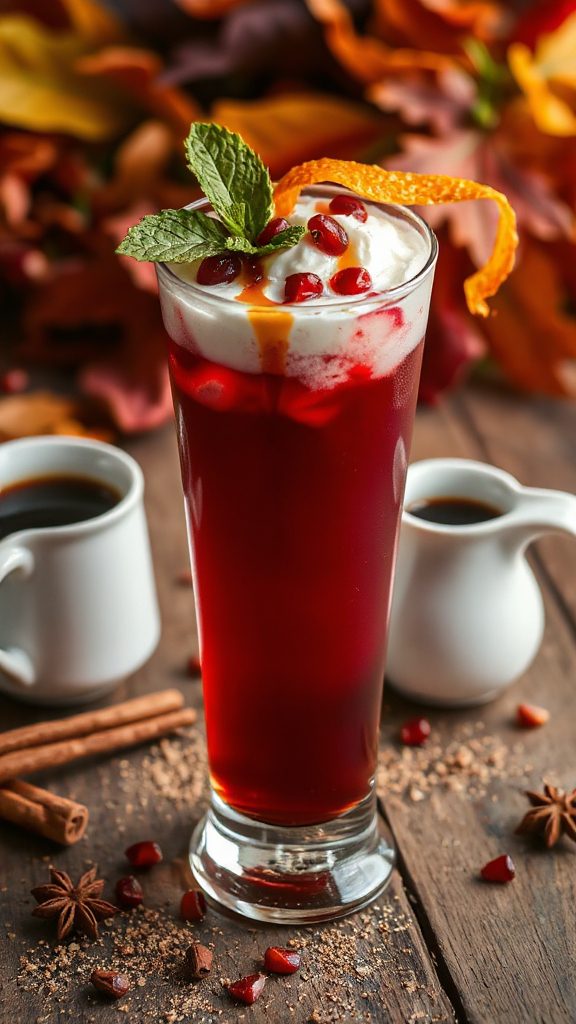 spiced pomegranate rum cocktail