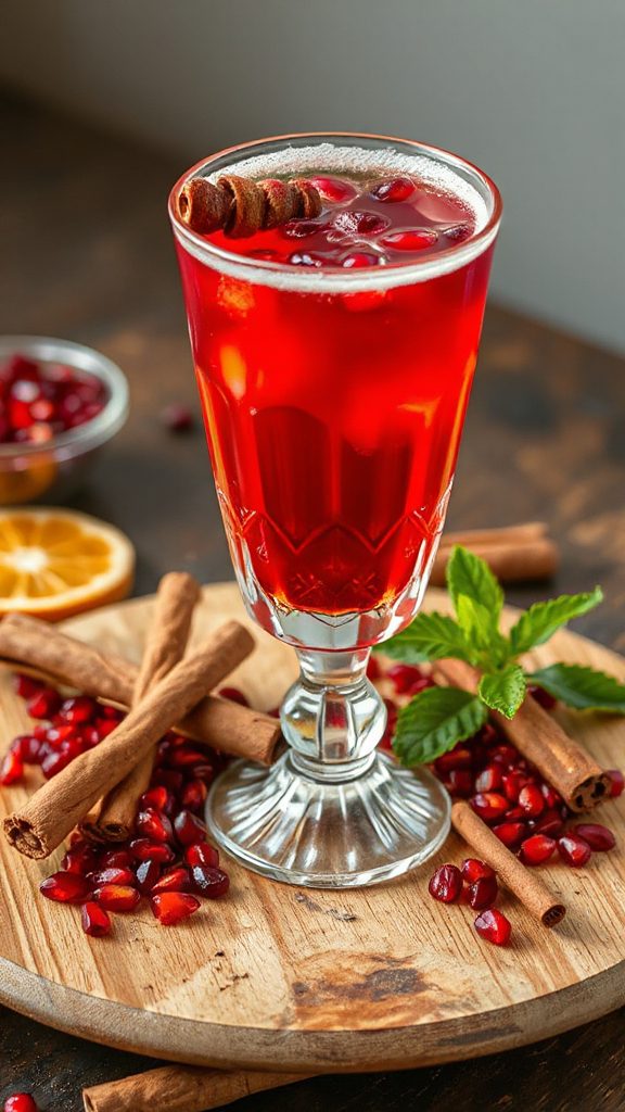 spiced pomegranate rum cocktail