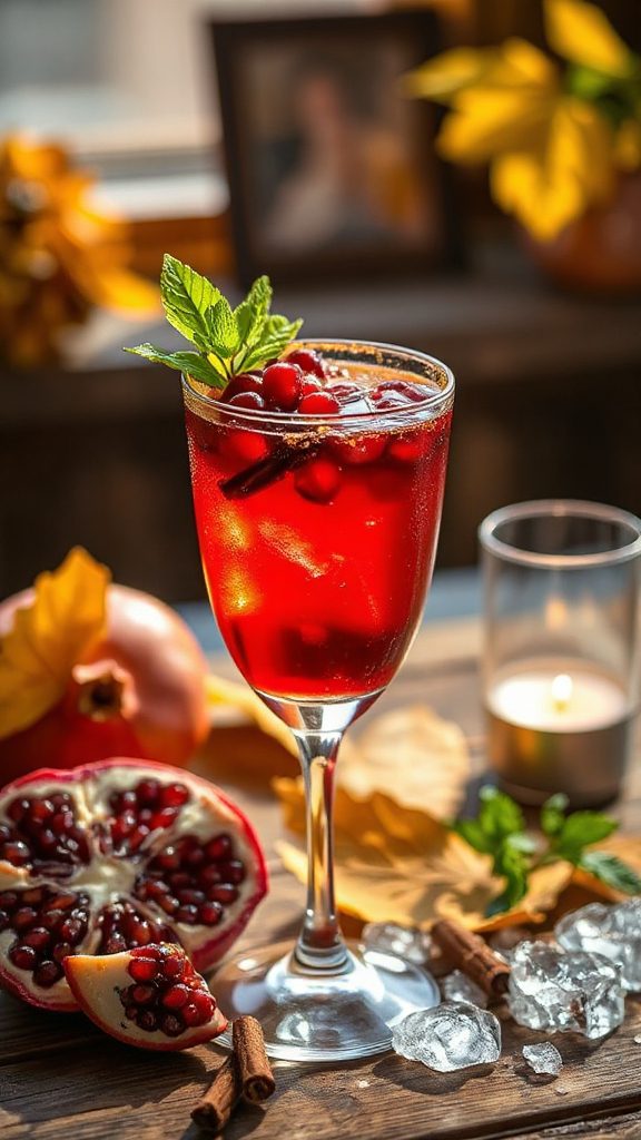spiced pomegranate rum cocktail