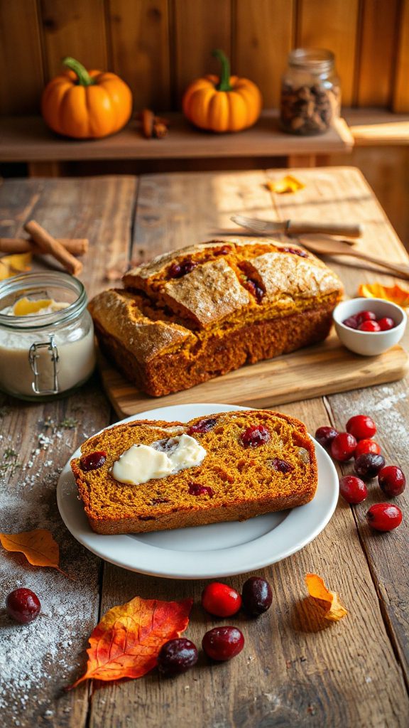 spiced pumpkin cranberry bread