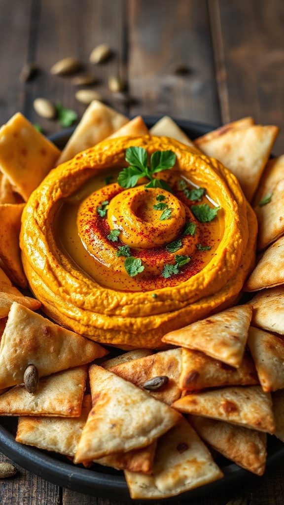 spiced pumpkin hummus appetizer