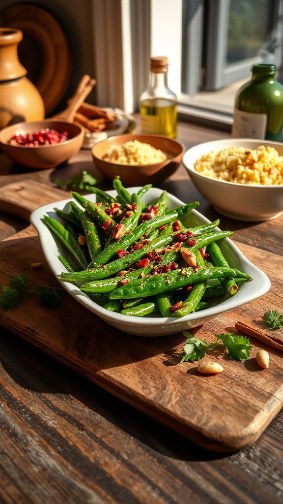 spicy baharat green beans recipe