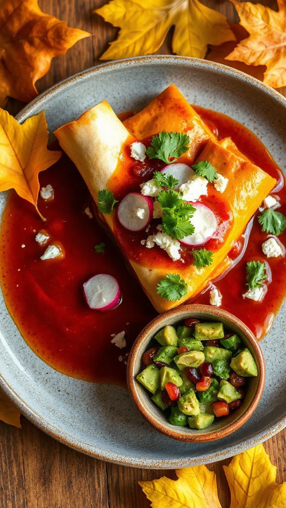 spicy butternut squash enchiladas