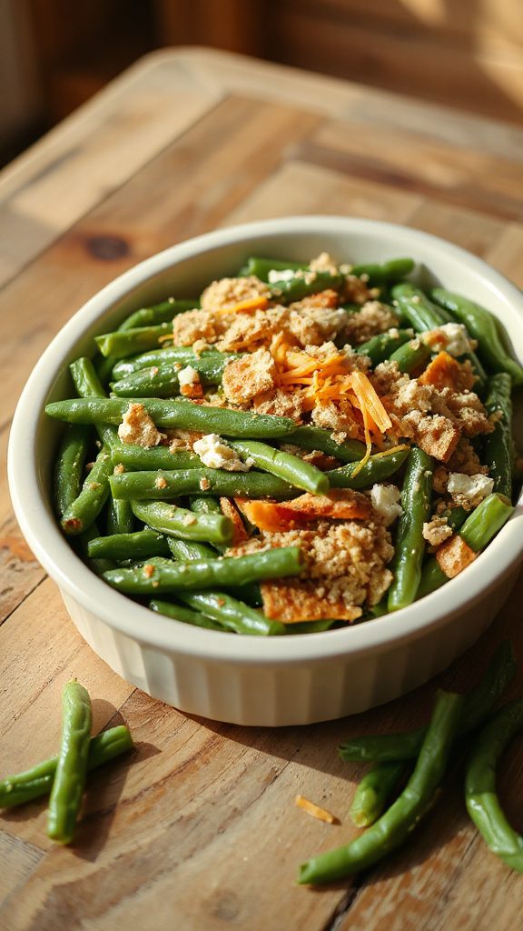 spicy cheddar green bean bake