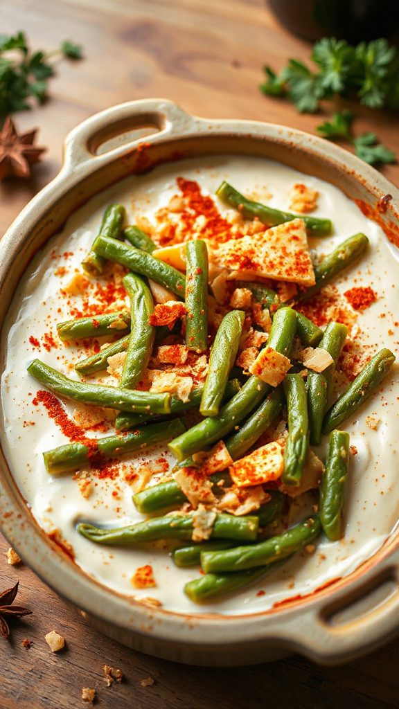 spicy cheddar green bean bake