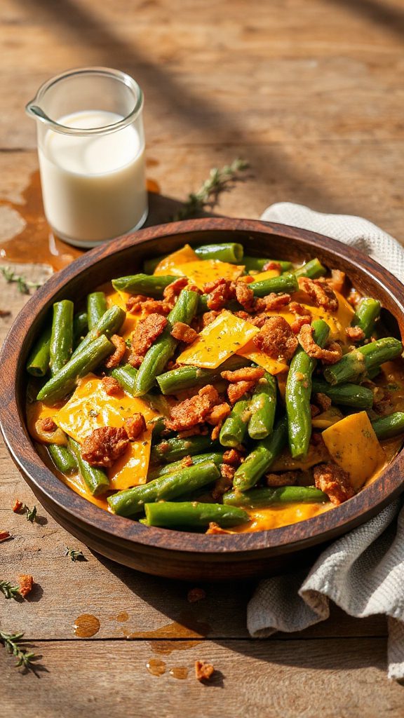 spicy cheddar green bean casserole