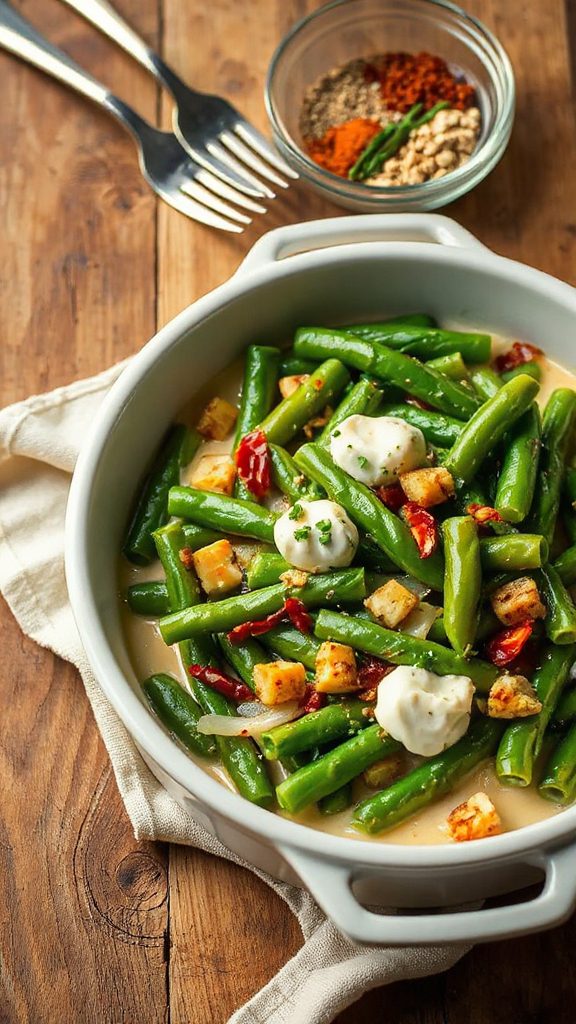 spicy crunchy green bean bake
