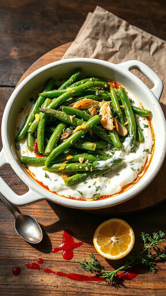 spicy greek yogurt green beans