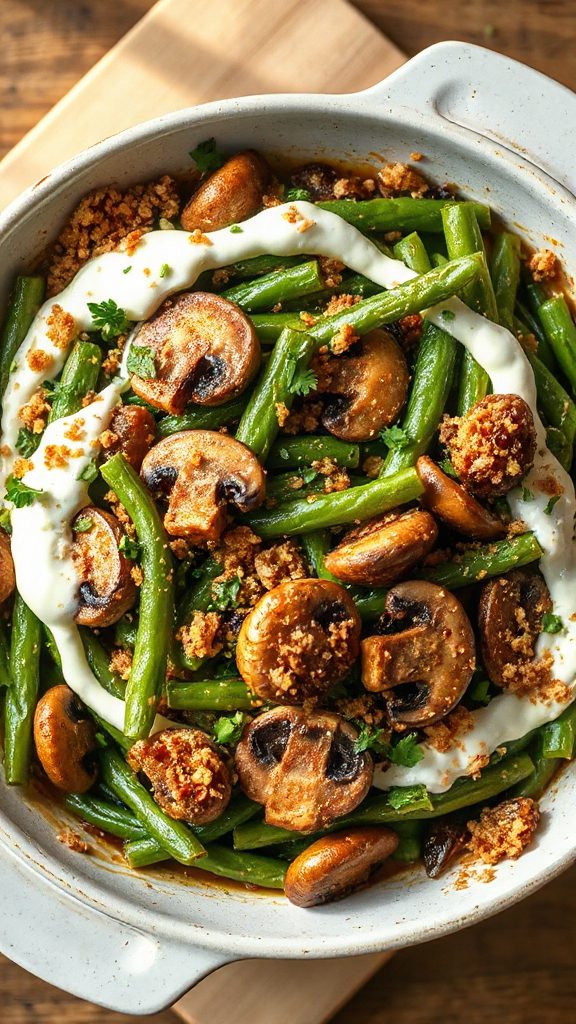 spicy green bean mushroom bake spicy green bean mushroom bake