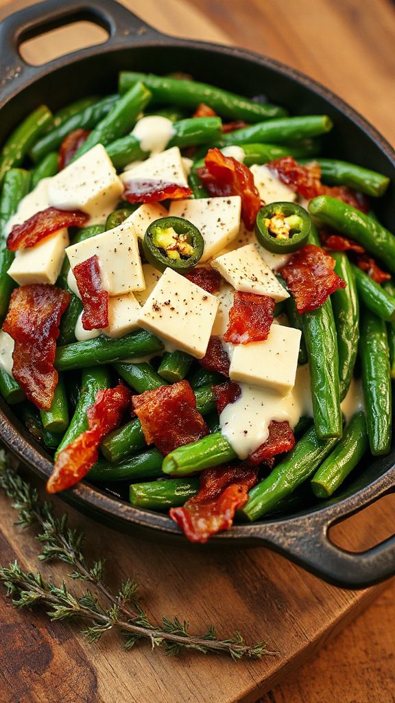 spicy keto green bean casserole