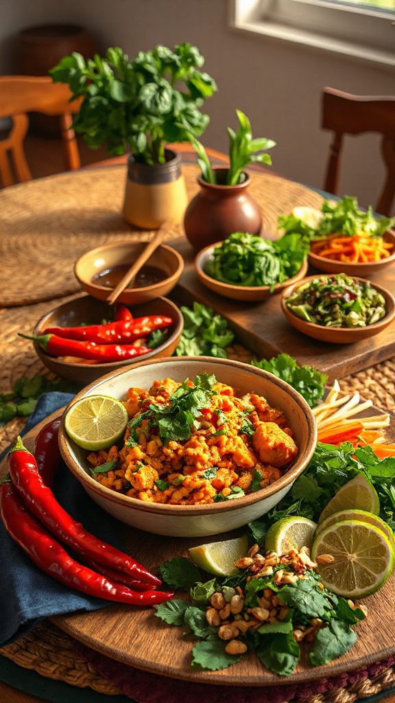 spicy minced chicken larb