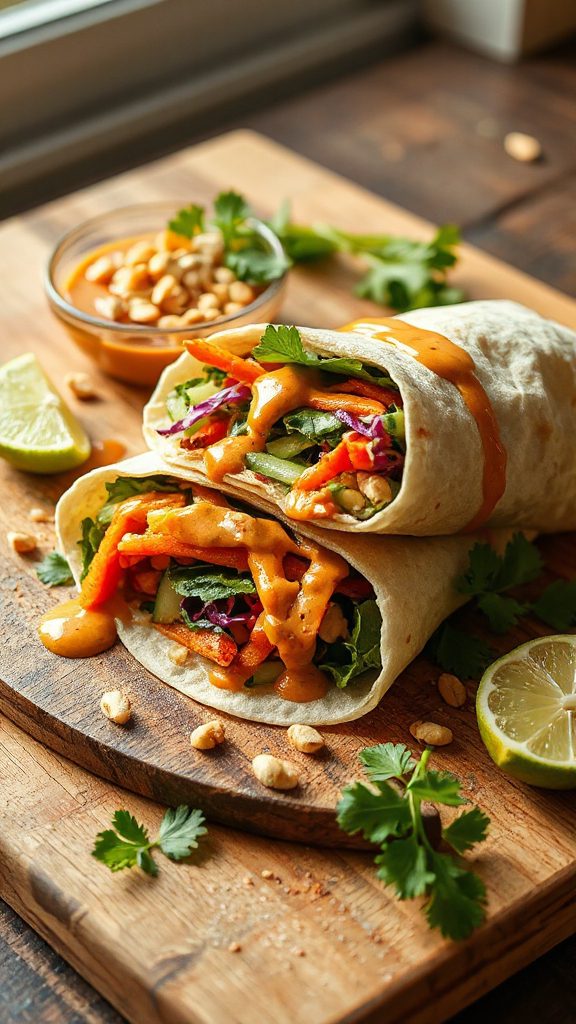 spicy peanut veggie wrap