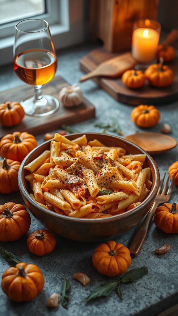 spicy pumpkin alfredo pasta