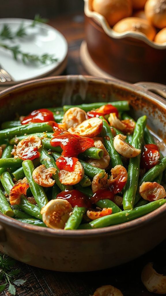 spicy sriracha green bean casserole