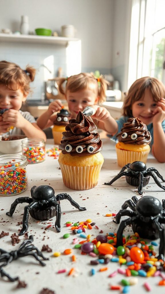 spider themed chocolate cupcakes