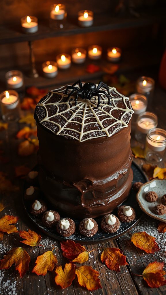 spider web chocolate cake