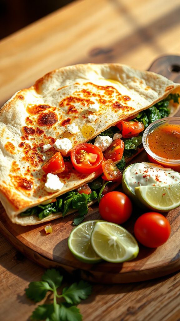 spinach feta cheese quesadilla