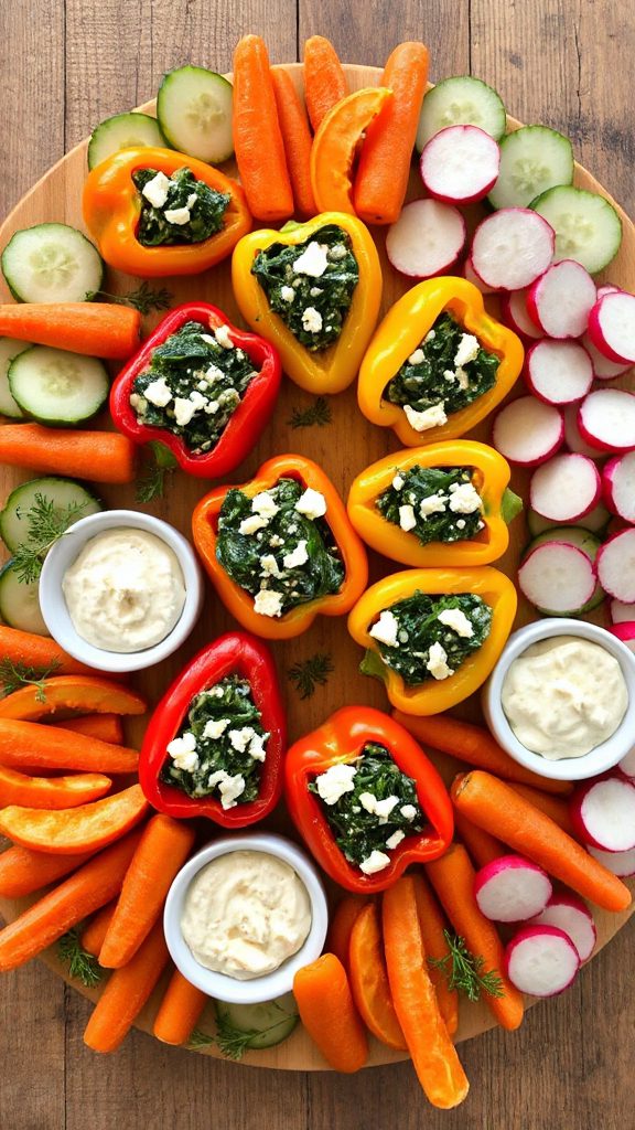 spinach feta stuffed peppers spinach feta stuffed peppers