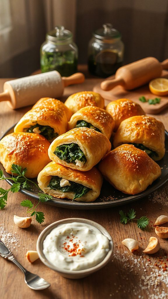 spinach feta stuffed rolls